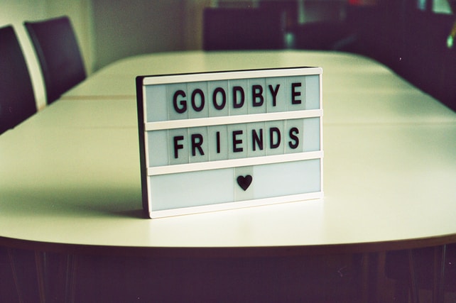 gray goodbye friends board